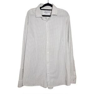 Mizzen + Main White Gray Windowpane Check Leeward Performance Button Up Shirt XL